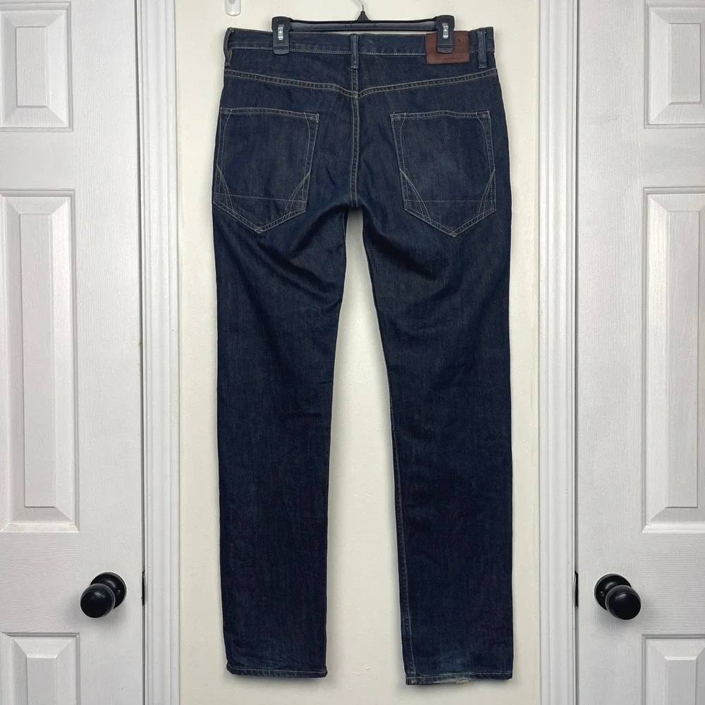 AllSaints Iggy Slim Fit Denim Jeans Button Fly‎ 34x34 Indigo Straight Leg MPH805